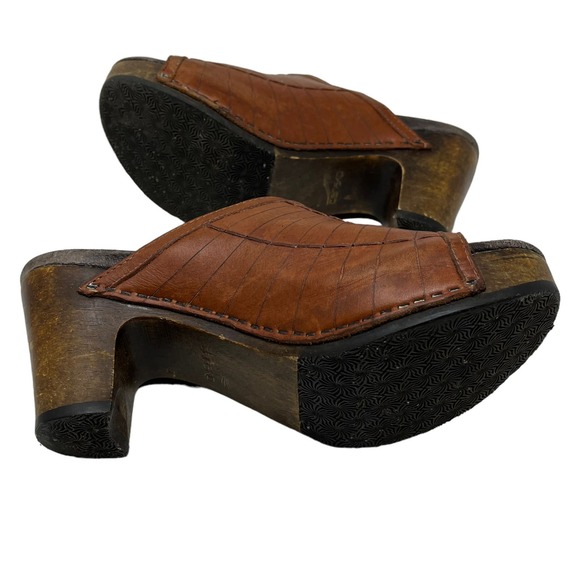 Dansko Women's Brown Leather Heel Mules Slip On‎ Open Toe Wooden Heel 36 US 5.5 - Picture 8 of 9